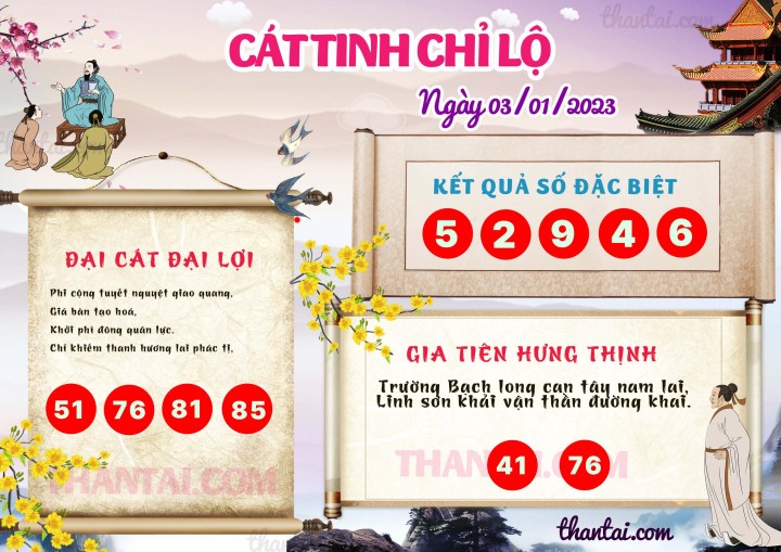 CÁT TINH CHỈ LỘ 01/01/2023