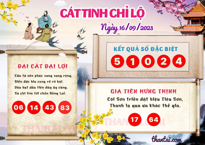 CÁT TINH CHỈ LỘ 01/09/2023