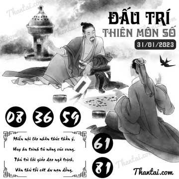 ĐẤU TRÍ THIÊN MÔN SỐ 31/01/2023