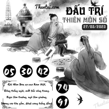 ĐẤU TRÍ THIÊN MÔN SỐ 27/03/2023