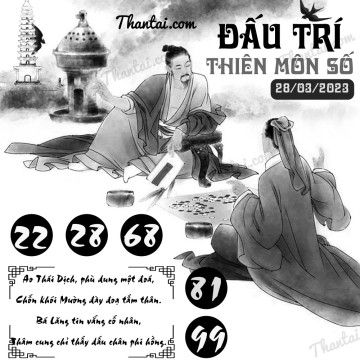 ĐẤU TRÍ THIÊN MÔN SỐ 28/03/2023