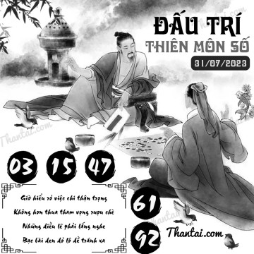 ĐẤU TRÍ THIÊN MÔN SỐ 31/07/2023