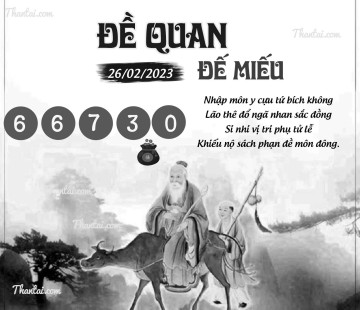 ĐỀ QUAN ĐẾ MIẾU 26/02/2023