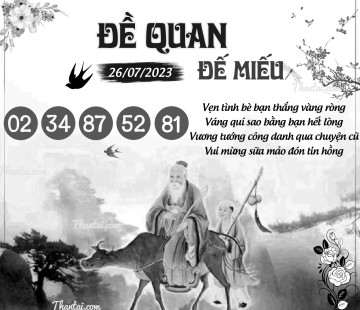 ĐỀ QUAN ĐẾ MIẾU 26/07/2023