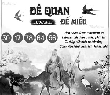 ĐỀ QUAN ĐẾ MIẾU 31/07/2023