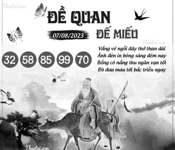 ĐỀ QUAN ĐẾ MIẾU 07/08/2023