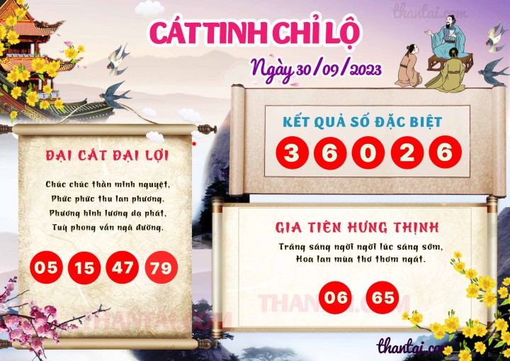 CÁT TINH CHỈ LỘ 15/09/2023