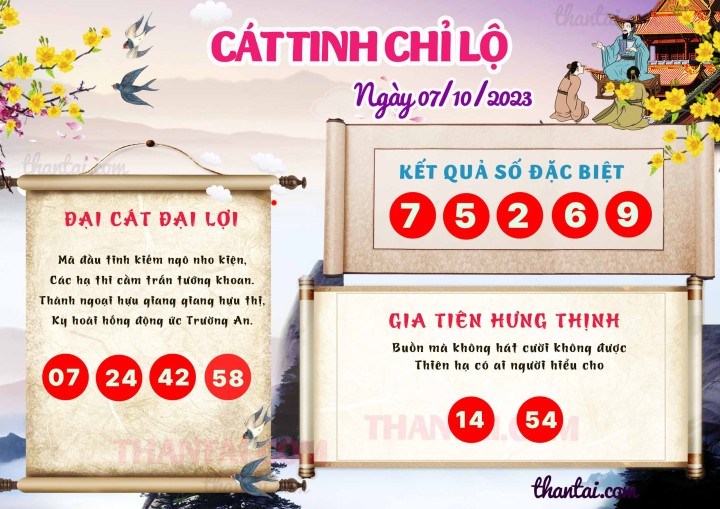 CÁT TINH CHỈ LỘ 22/09/2023