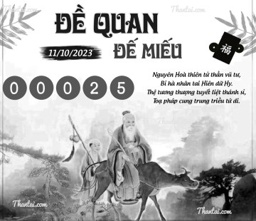 ĐỀ QUAN ĐẾ MIẾU 11/10/2023