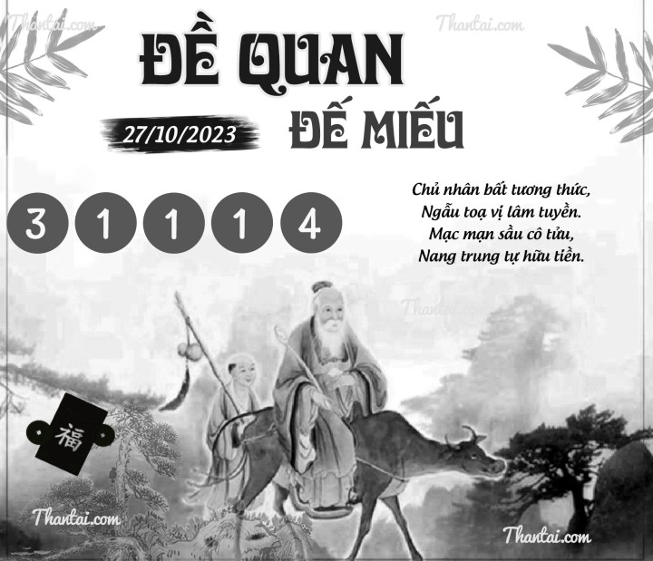 ĐỀ QUAN ĐẾ MIẾU 12/10/2023