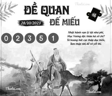 ĐỀ QUAN ĐẾ MIẾU 28/10/2023