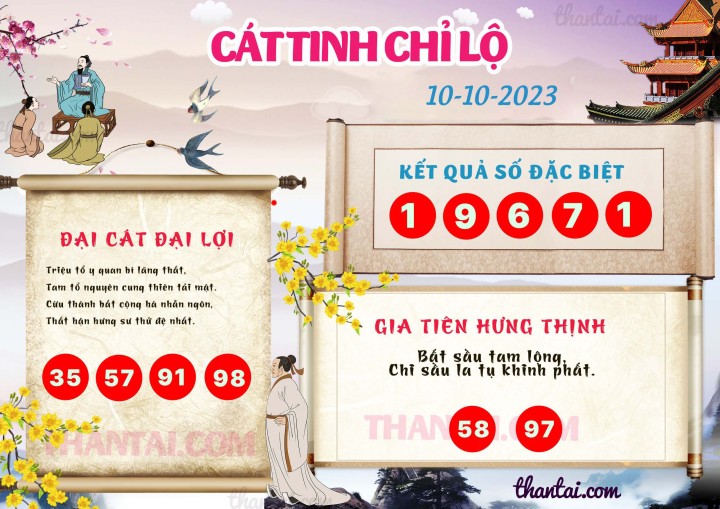 CÁT TINH CHỈ LỘ 25/09/2023