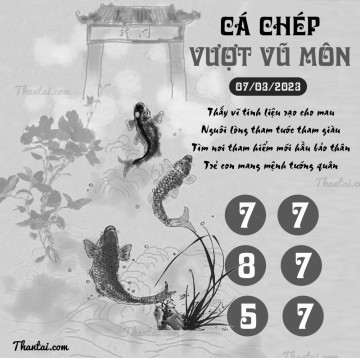 CÁ CHÉP VƯỢT VŨ MÔN 07/03/2023