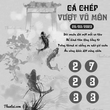 CÁ CHÉP VƯỢT VŨ MÔN 25/03/2023