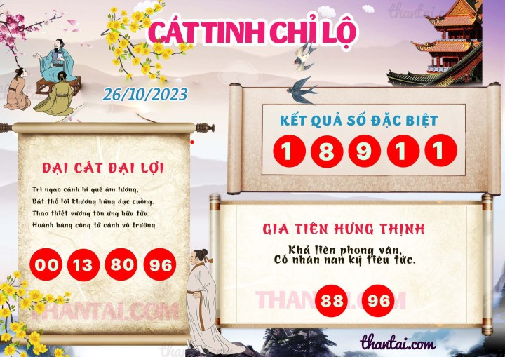 CÁT TINH CHỈ LỘ 11/10/2023