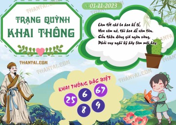 Trạng Quỳnh Khai Thông 01/11/2023