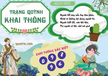 Trạng Quỳnh Khai Thông 02/11/2023