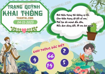 Trạng Quỳnh Khai Thông 04/11/2023