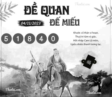 ĐỀ QUAN ĐẾ MIẾU 04/11/2023