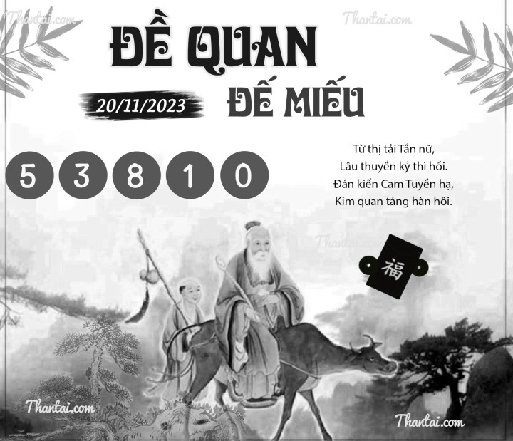 ĐỀ QUAN ĐẾ MIẾU 05/11/2023