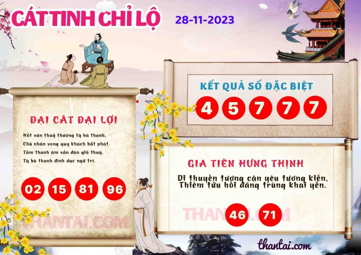 CÁT TINH CHỈ LỘ 13/11/2023