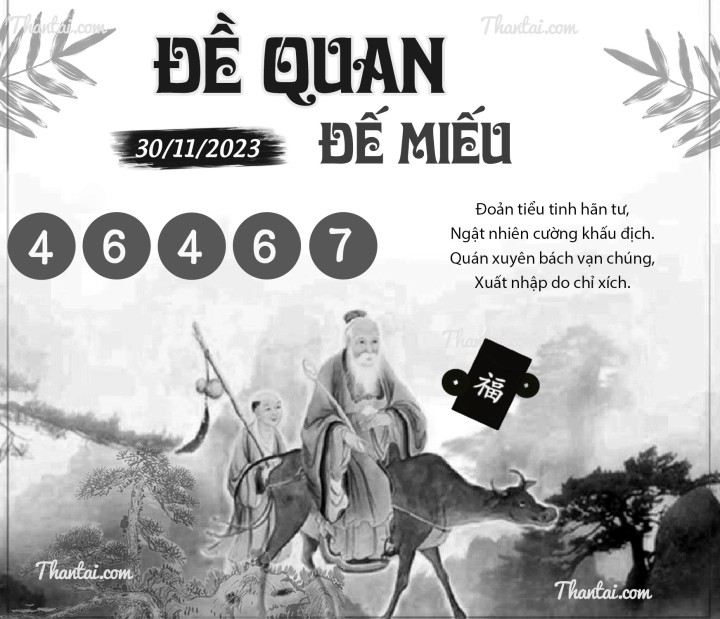 ĐỀ QUAN ĐẾ MIẾU 15/11/2023