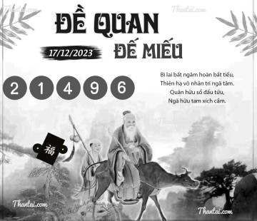 ĐỀ QUAN ĐẾ MIẾU 17/12/2023