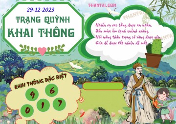 Trạng Quỳnh Khai Thông 29/12/2023