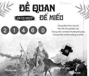 ĐỀ QUAN ĐẾ MIẾU 29/12/2023