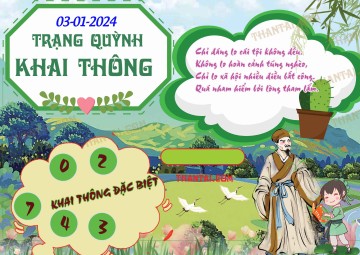 Trạng Quỳnh Khai Thông 03/01/2024