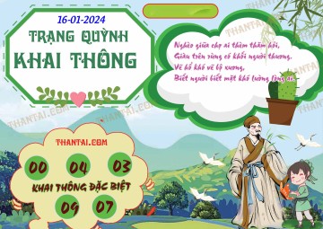 Trạng Quỳnh Khai Thông 16/01/2024