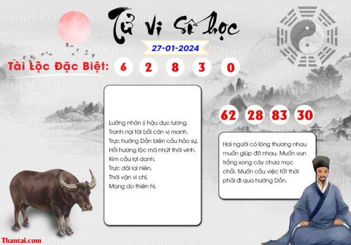 TỬ VI SỐ HỌC 12/01/2024