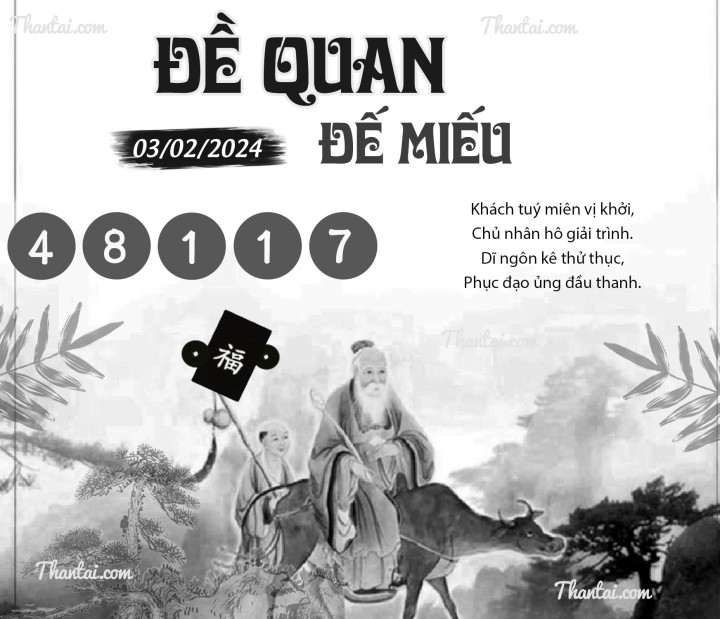ĐỀ QUAN ĐẾ MIẾU 19/01/2024