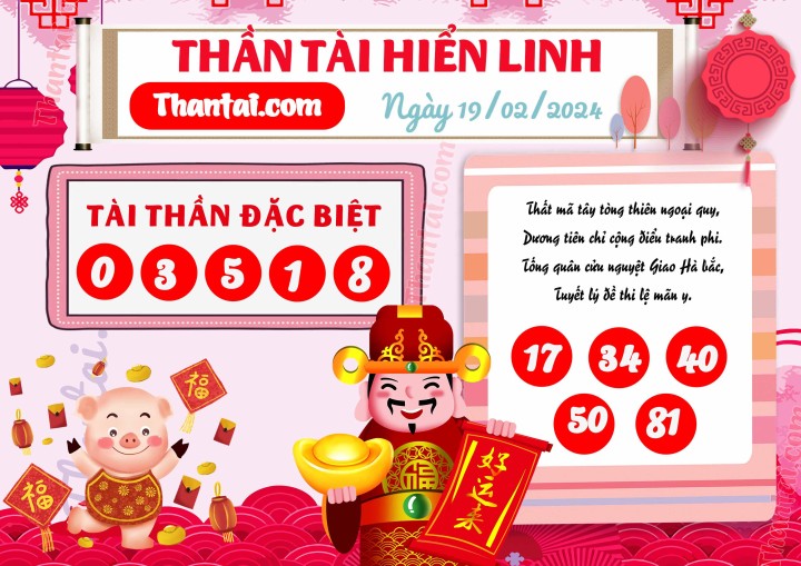 THẦN TÀI HIỂN LINH 04/02/2024