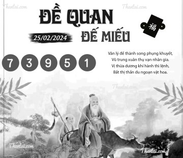 ĐỀ QUAN ĐẾ MIẾU 25/02/2024