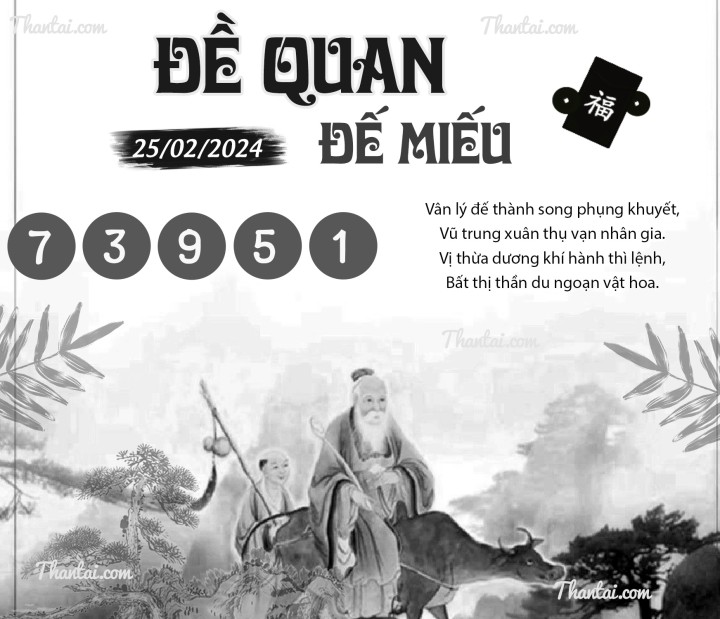 ĐỀ QUAN ĐẾ MIẾU 13/02/2024