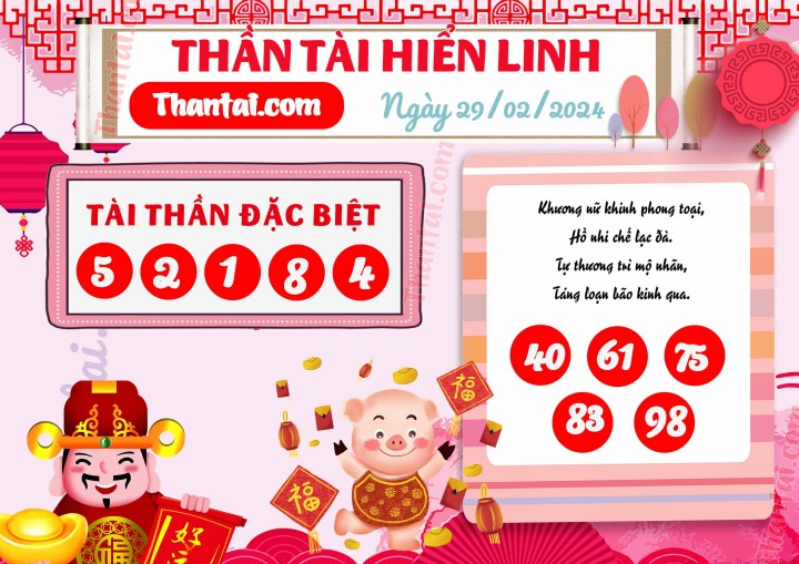 THẦN TÀI HIỂN LINH 14/02/2024