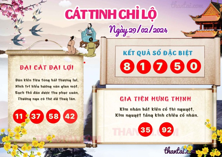 CÁT TINH CHỈ LỘ 14/02/2024
