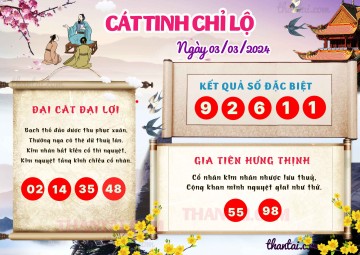 CÁT TINH CHỈ LỘ 03/03/2024