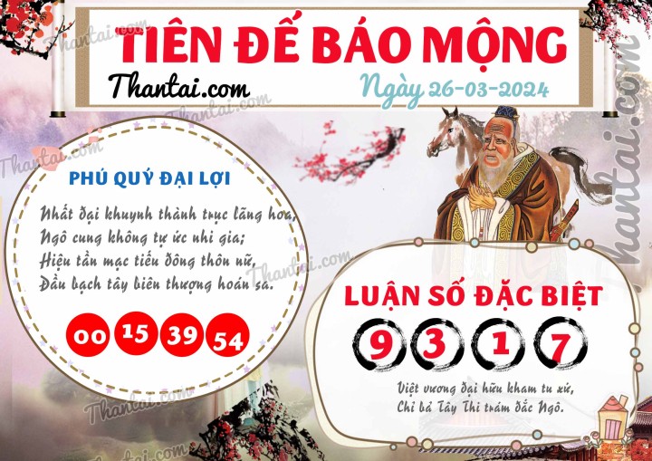 Tiên Đế Báo Mộng 11/03/2024