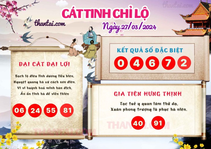 CÁT TINH CHỈ LỘ 12/03/2024