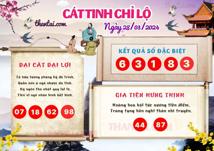 CÁT TINH CHỈ LỘ 13/03/2024