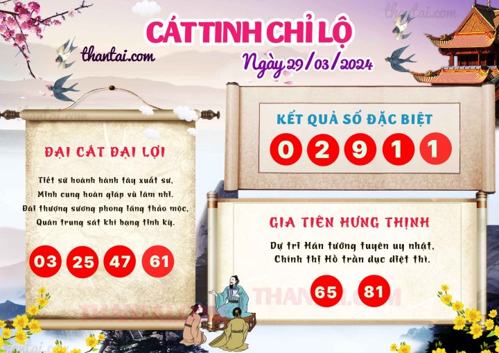 CÁT TINH CHỈ LỘ 14/03/2024