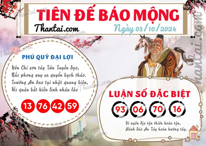 Tiên Đế Báo Mộng 18/09/2024