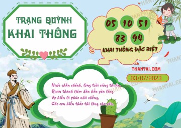 Trạng Quỳnh Khai Thông 03/07/2023