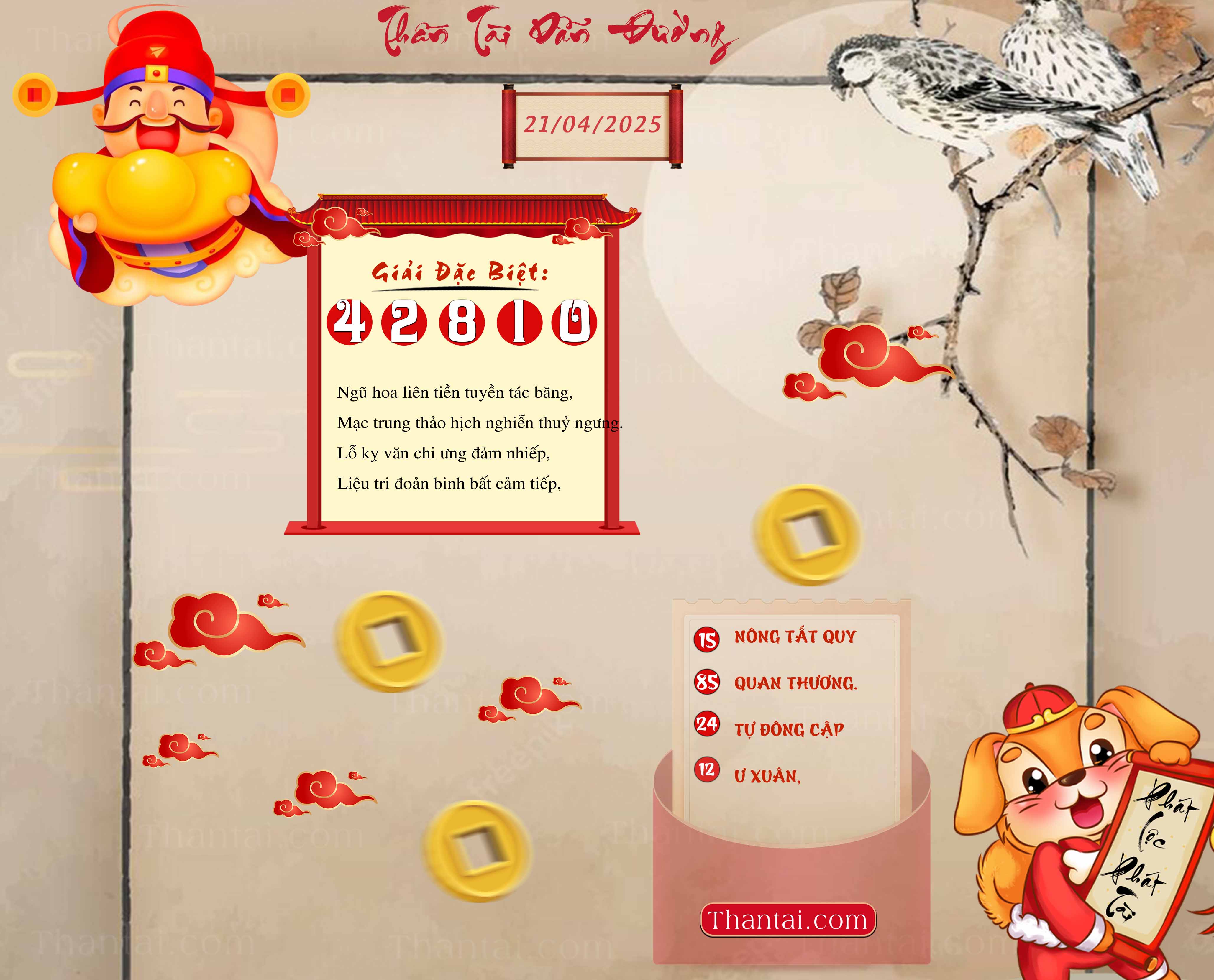 THẦN TÀI DẪN ĐƯỜNG 21/04/2025