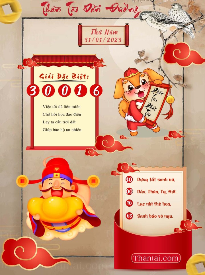 THẦN TÀI DẪN ĐƯỜNG 16/01/2023